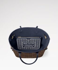 Louis Vuitton Neverfull Inside Out MM Tote Bag 12.2in/ 31cm Navy Gold Hardware For Women M14994 - Image 7