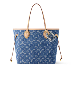 Louis Vuitton Neverfull MM Tote Bag 12.2in/ 31cm Blue Denim Gold Hardware For Women M13192