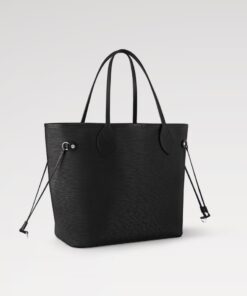 Louis Vuitton Neverfull MM Tote Bag 12.2in/ 31cm Black Silver Hardware For Women M11930 - Image 4