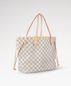 Louis Vuitton Neverfull MM Tote Bag Damier Azur Canvas Beige For Women 31cm/12.2in N40604 - Image 4