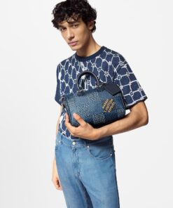 Alternative view of Louis Vuitton Speedy 25 Bandouliere Top Handle Bag 9.8in/ 25cm Blue Silver Hardware For Men N40691