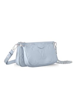 Louis Vuitton Multi Pochette Accessoire Shoulder Bag 9.8in/ 25cm Blue Monogram Empreinte Gold Hardware For Women M47173 - Image 3