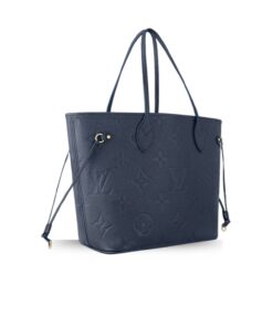 Alternative view of Louis Vuitton Neverfull MM Tote Bag 12.2in/ 31cm Navy Blue Monogram Empreinte Gold Hardware For Women M47143