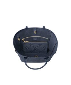 Louis Vuitton Neverfull MM Tote Bag 12.2in/ 31cm Navy Blue Monogram Empreinte Gold Hardware For Women M47143 - Image 4
