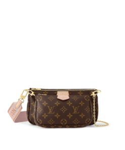 Louis Vuitton Multi Pochette Accessoire Shoulder Bag 9.4in/ 24cm Pink Monogram Canvas Gold Hardware For Women M44840