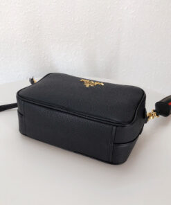 Prada Medium Camera Bag 8.6in/ 22cm Black Gold Hardware For Women - Image 4