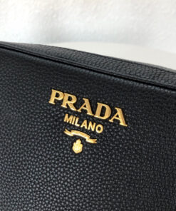 Prada Medium Camera Bag 8.6in/ 22cm Black Gold Hardware For Women - Image 5