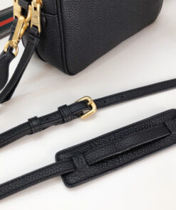 Prada Medium Camera Bag 8.6in/ 22cm Black Gold Hardware For Women - Image 7