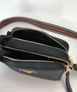 Prada Medium Camera Bag 8.6in/ 22cm Black Gold Hardware For Women - Image 8