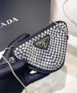 Prada Prada Mini- Pouch With Artificial Crystals Bag Black For Women 3.9 in/ 10 cm 1NR005_2AWL_F0T7O - Image 3