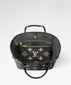 Louis Vuitton Neverfull MM Tote Bag Monogram Empreinte Black/Beige For Women 31cm/12.2in M58907 - Image 5