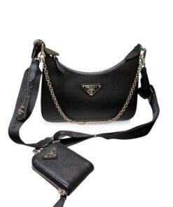 Prada Re-Edition 2005 Saffiano Leather Bag Black For Women 8.6in/22cm
