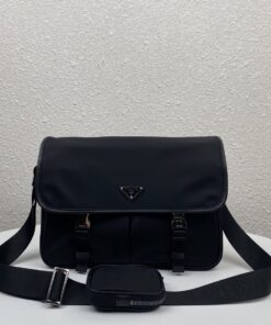 Prada Saffiano Shoulder Bag Black For Women 12.6 in / 32 cm