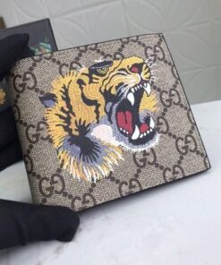 Gucci Tiger Print GG Supreme Bifold Wallet For Men 11cm/4.3in GG 451268 K5Z1N 8666 - Image 6