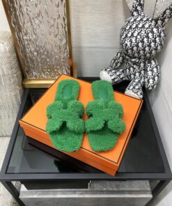 Hermes  Oran Sandal Green For Women