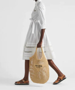 Alternative view of Prada Raffia Tote Bag Beige For Women 1BG424_2A2T_F0018_V_OOO – 20 Inches / 51 Cm