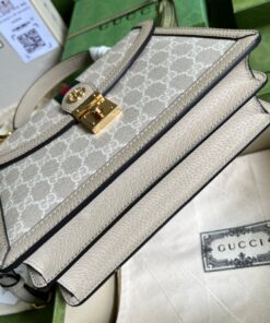 Gucci Ophidia Small Top Handle Bag 9.8in/ 25cm Beige/ White Gold Hardware For Women 651055 UULAG 9682 - Image 10