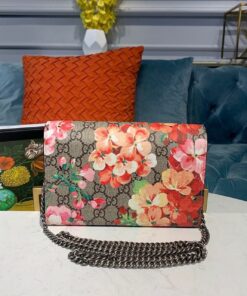 Gucci GG Supreme Blooms Dionysus Wallet On Chain Crossbody Bag 8in/ 20cm Multicolor Antiqued Silver Hardware For Women - Image 12
