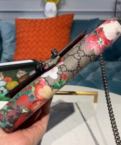 Gucci GG Supreme Blooms Dionysus Wallet On Chain Crossbody Bag 8in/ 20cm Multicolor Antiqued Silver Hardware For Women - Image 16