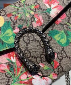 Gucci GG Supreme Blooms Dionysus Wallet On Chain Crossbody Bag 8in/ 20cm Multicolor Antiqued Silver Hardware For Women - Image 15