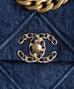 Chanel 19 Flap Bag Small Crossbody 10.2in/ 26cm Denim Blue Silver/ Gold Hardware For Women AS1160 B02876 N6832 - Image 6