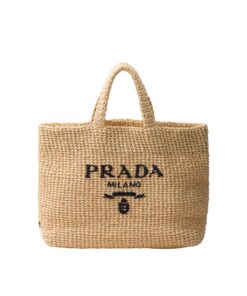 Prada Large Crochet Tote Bag 15.7in/ 40cm Beige‎ For Women 1BG392_2A2T_F0018_V_OOL