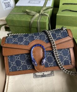 Gucci Dionysus Small Shoulder Bag Dark Blue And Ivory Eco Washed Organic GG Jacquard Deni For Women 11in/28cm 400249 2KQFN 4483 - Image 12