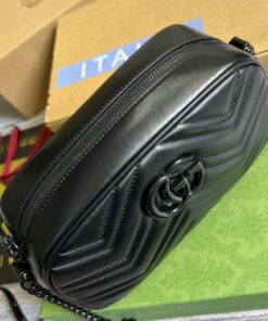 Gucci Marmont Matelasse Shoulder Bag Black For Women 9.5in/24cm - Image 28