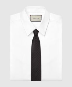 Gucci GG Pattern Silk Tie Black GG Men Tie 456520 4B002 1000 - Image 3