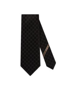 Gucci GG Pattern Silk Tie Black GG Men Tie 456520 4B002 1000