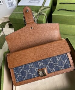 Gucci Dionysus Small Shoulder Bag Dark Blue And Ivory Eco Washed Organic GG Jacquard Deni For Women 11in/28cm 400249 2KQFN 4483 - Image 15