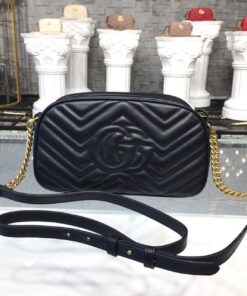 Gucci GG Marmont Small Matelassé Shoulder Bag Black Matelassé Chevron For Women 9.5in/24cm GG 447632 DTD1T 1000 - Image 13