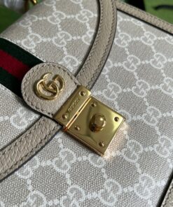 Gucci Ophidia Small Top Handle Bag 9.8in/ 25cm Beige/ White Gold Hardware For Women 651055 UULAG 9682 - Image 11