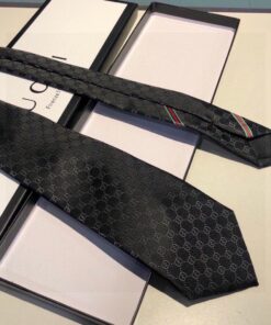 Gucci GG Pattern Silk Tie Black GG Men Tie 456520 4B002 1000 - Image 5