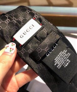 Gucci GG Pattern Silk Tie Black GG Men Tie 456520 4B002 1000 - Image 8