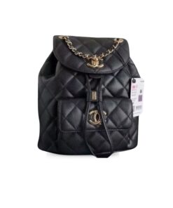 Chanel Duma Backpack Gold Toned Hardware Black AS1371