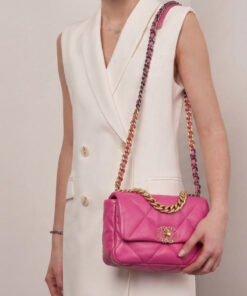 Chanel 19 Flap Bag Small Crossbody 10.2in/ 26cm Pink Gold Hardware For Women AS1160 - Image 10