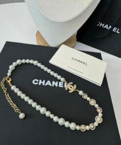 Chanel Pearl Bow Necklace White For Women - Image 7