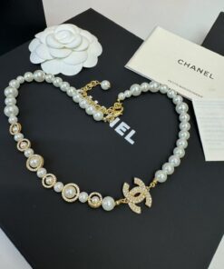 Chanel Pearl Bow Necklace White For Women - Image 5