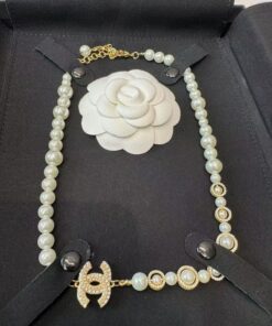 Chanel Pearl Bow Necklace White For Women - Image 4