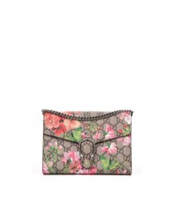 Gucci GG Supreme Blooms Dionysus Wallet On Chain Crossbody Bag 8in/ 20cm Multicolor Antiqued Silver Hardware For Women - Image 10