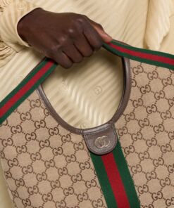 Gucci Giglio Small Tote Bag 9.8in/ 25cm ‎Beige/ Dark Brown Gold Hardware For Women 860845 AAF8L 2547 - Image 15