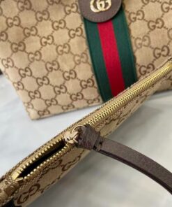 Gucci Giglio Small Tote Bag 9.8in/ 25cm ‎Beige/ Dark Brown Gold Hardware For Women 860845 AAF8L 2547 - Image 12