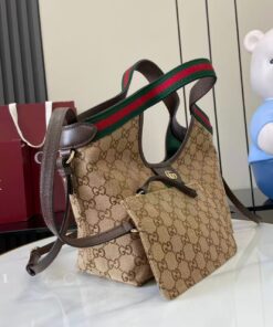 Gucci Giglio Small Tote Bag 9.8in/ 25cm ‎Beige/ Dark Brown Gold Hardware For Women 860845 AAF8L 2547 - Image 4