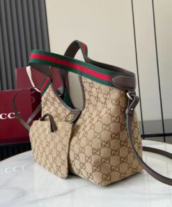 Gucci Giglio Small Tote Bag 9.8in/ 25cm ‎Beige/ Dark Brown Gold Hardware For Women 860845 AAF8L 2547 - Image 8