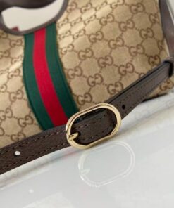 Gucci Giglio Small Tote Bag 9.8in/ 25cm ‎Beige/ Dark Brown Gold Hardware For Women 860845 AAF8L 2547 - Image 9