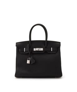 Hermes Birkin Top Handle Bag 11.8in/ 30cm Black Silver Hardware For Women