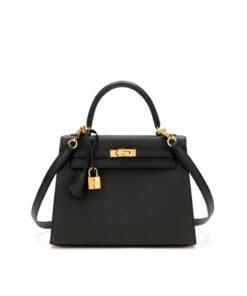 Hermes Kelly Black For Women Gold Toned Hardware 10in/25cm