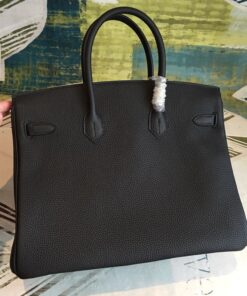 Hermes Birkin Top Handle Bag 11.8in/ 30cm Black Silver Hardware For Women - Image 6