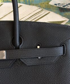 Hermes Birkin Top Handle Bag 11.8in/ 30cm Black Silver Hardware For Women - Image 8